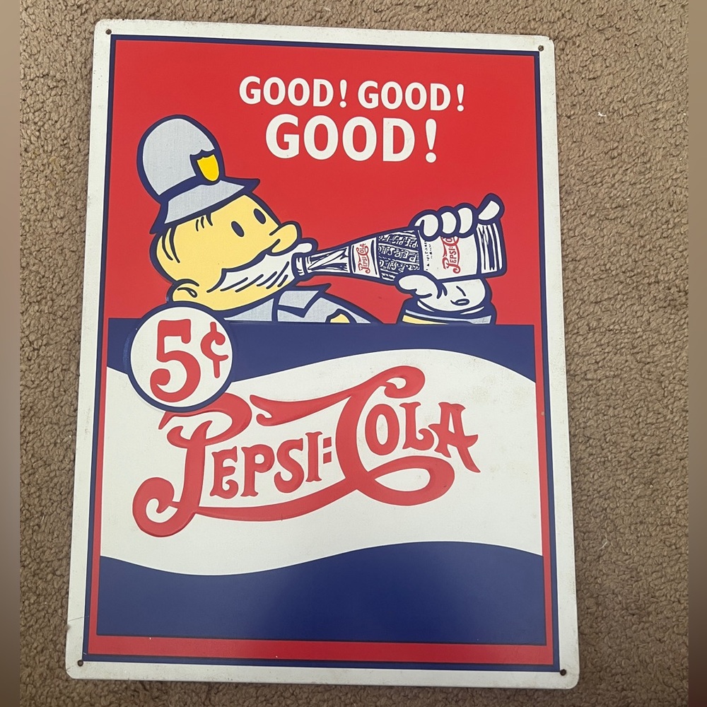 Vintage Pepsi Advertisement Metal Sign